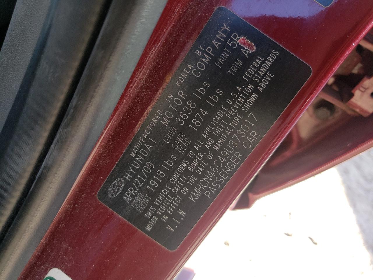 Photo 10 from auction – 2009 HYUNDAI ACCENT with VIN KMHCN46C49U373017