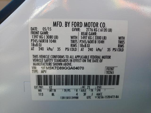 Photo 10 from auction – 2016 FORD EXPLORER X with VIN 1FM5K7D89GGA04070