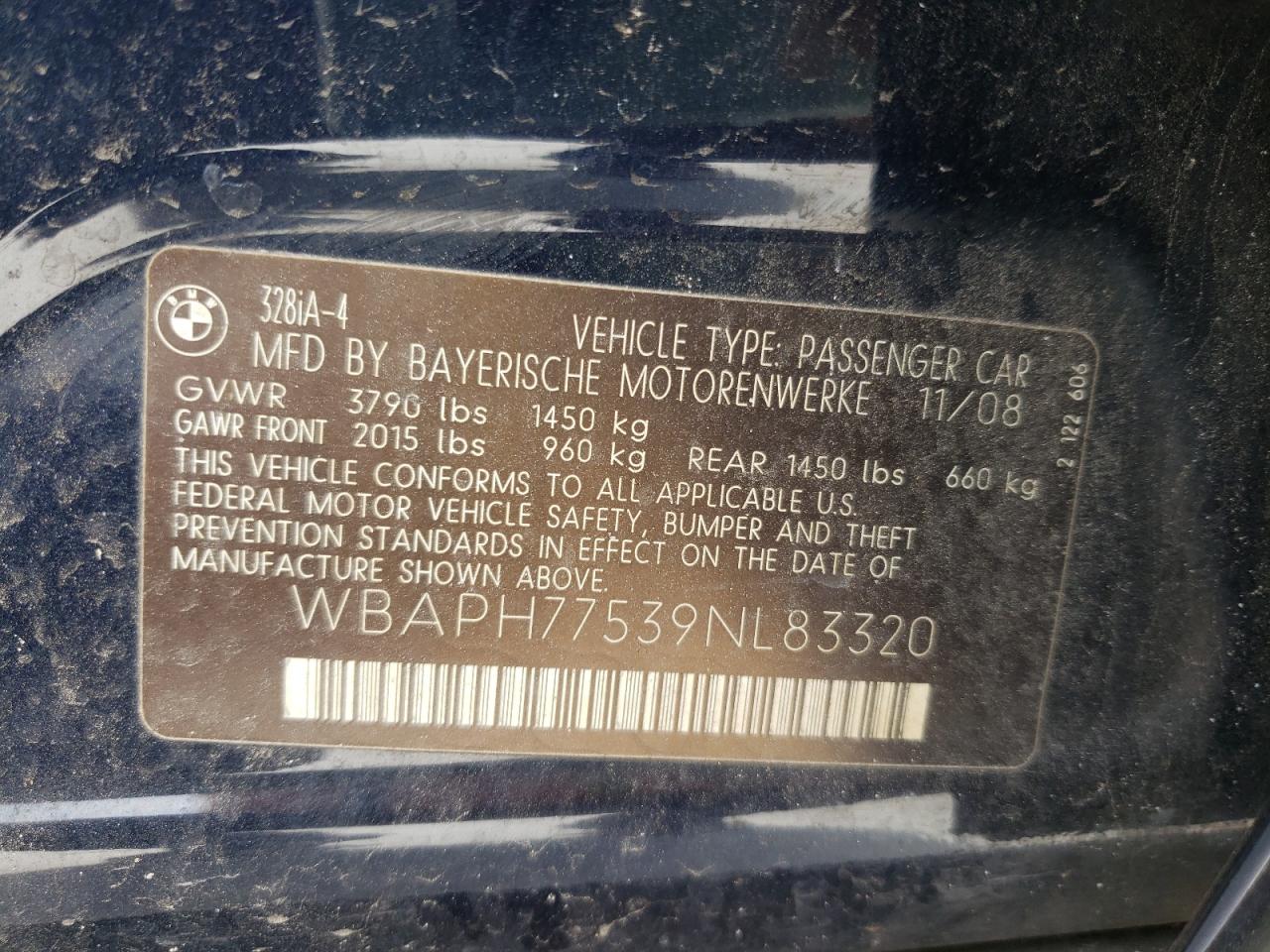 Photo 10 from auction – 2009 BMW 328 I with VIN WBAPH77539NL83320