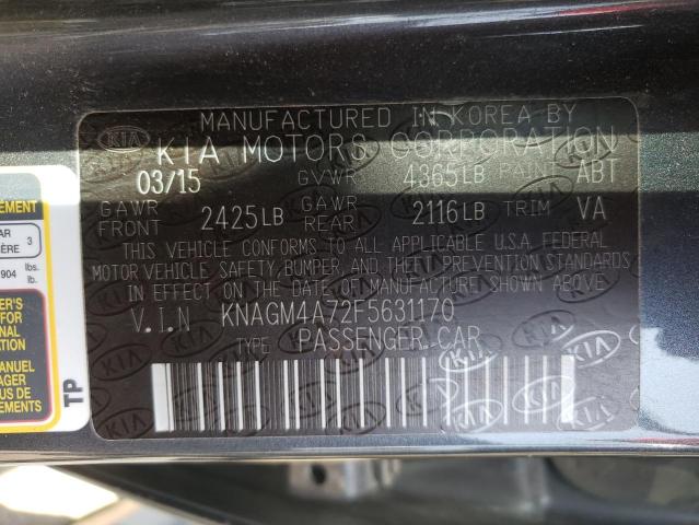 Photo 10 from auction – 2015 KIA OPTIMA LX with VIN KNAGM4A72F5631170