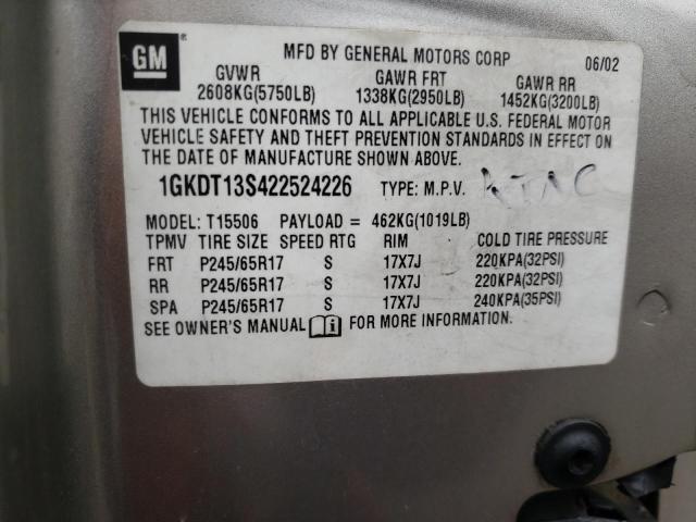 Photo 10 from auction – 2002 GMC ENVOY with VIN 1GKDT13S422524226
