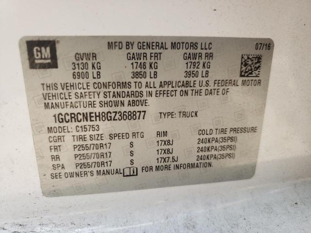 Photo 10 from auction – 2016 CHEVROLET SILVERADO with VIN 1GCRCNEH8GZ368877