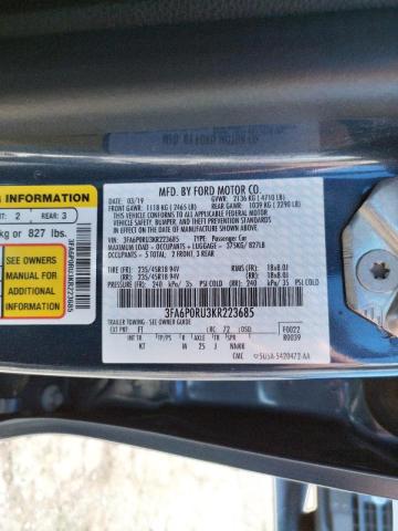Photo 10 from auction – 2019 FORD FUSION TIT with VIN 3FA6P0RU3KR223685