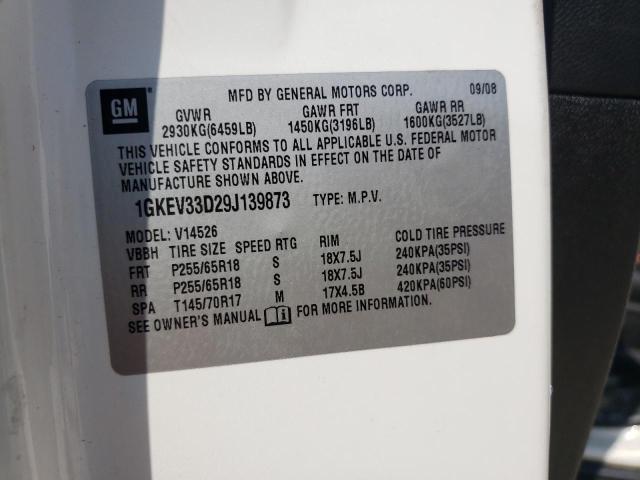 Photo 10 from auction – 2009 GMC ACADIA SLT with VIN 1GKEV33D29J139873