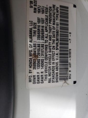 Photo 10 from auction – 2009 HONDA ODYSSEY EX with VIN 5FNRL38709B011161