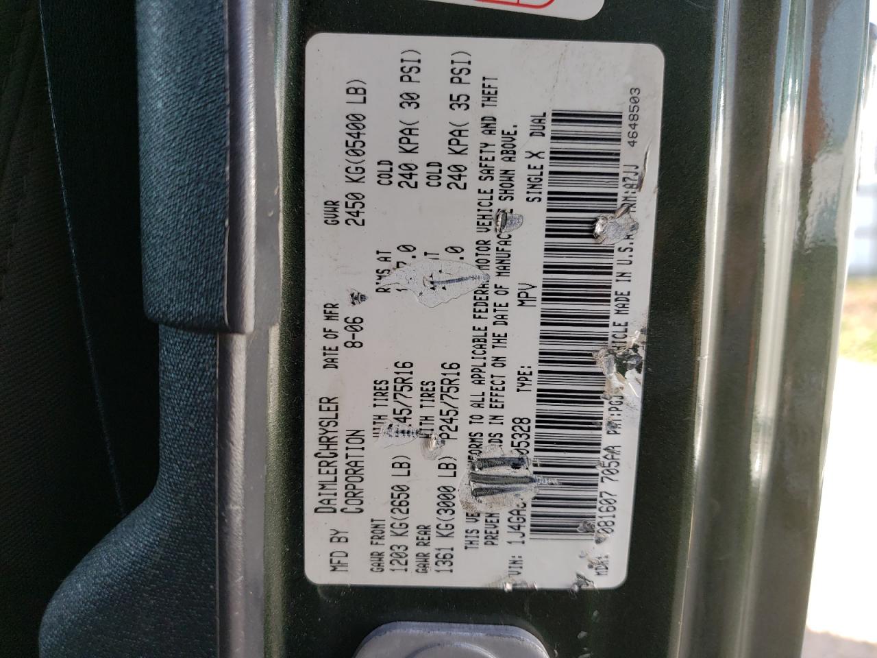 Photo 10 from auction – 2007 JEEP WRANGLER X with VIN 1J4GA39147L105328