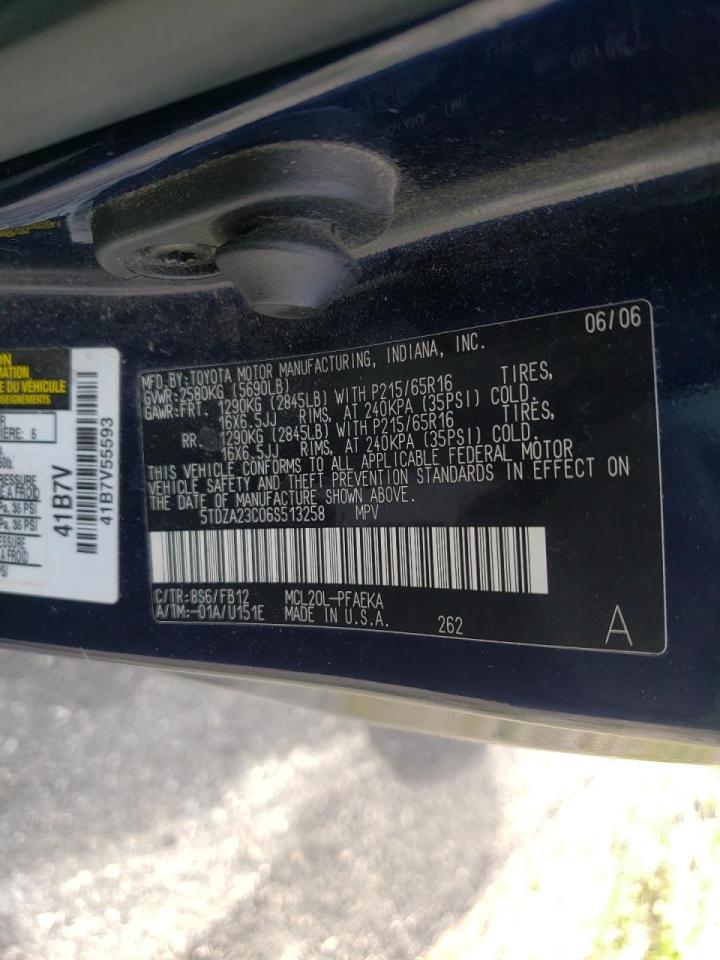 Photo 10 from auction – 2006 TOYOTA SIENNA CE with VIN 5TDZA23C06S513258
