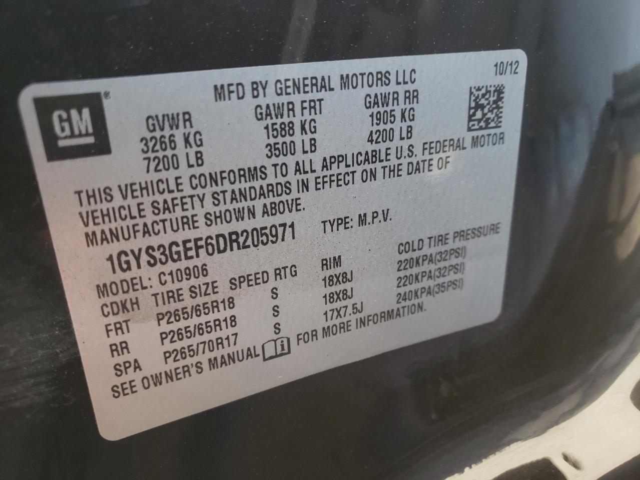 Photo 10 from auction – 2013 CADILLAC ESCALADE E with VIN 1GYS3GEF6DR205971