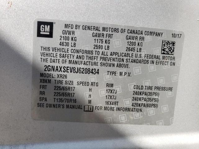 Photo 10 from auction – 2018 CHEVROLET EQUINOX LT with VIN 2GNAXSEV8J6208434
