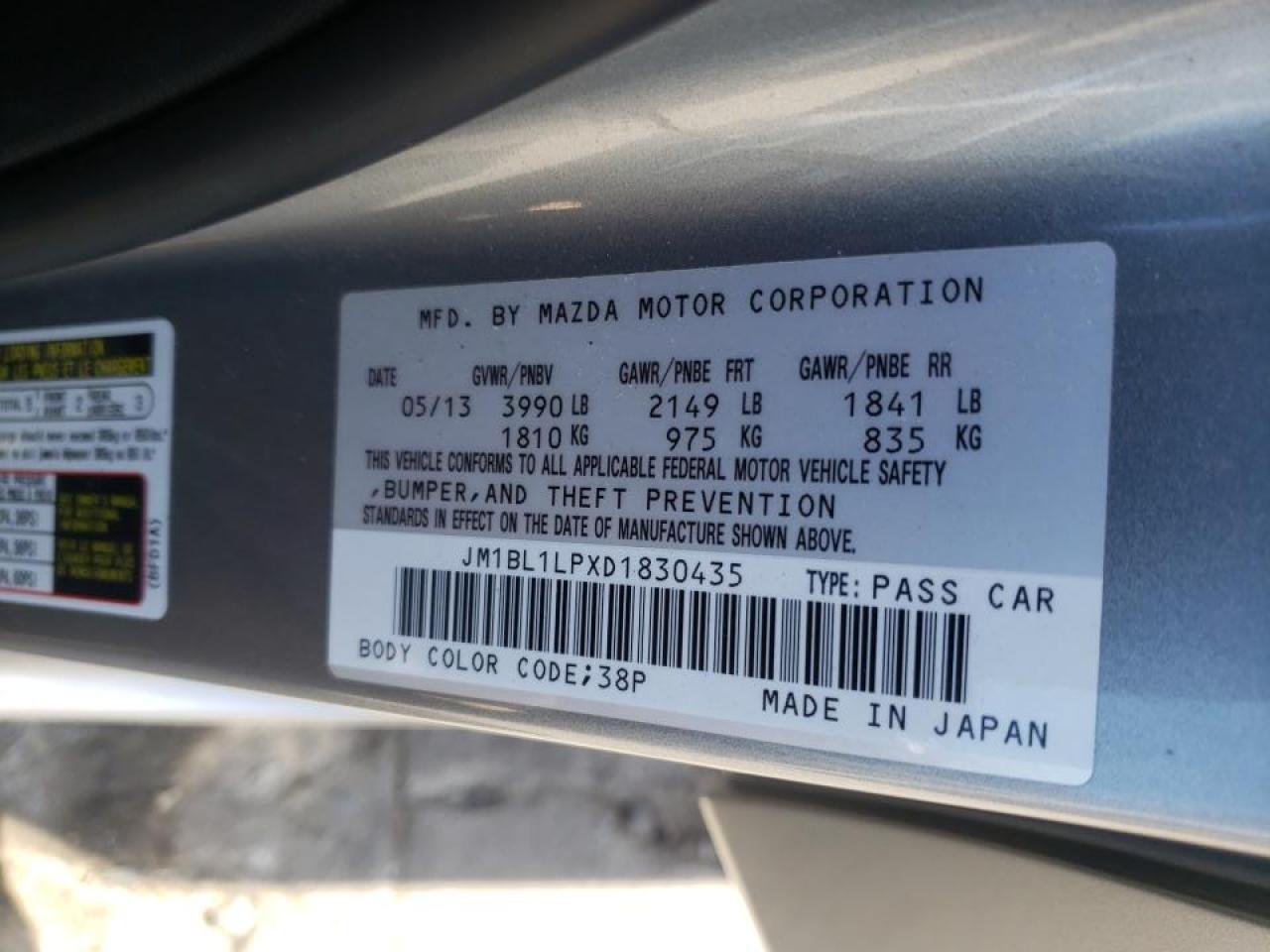 Photo 10 from auction – 2013 MAZDA 3 I with VIN JM1BL1LPXD1830435