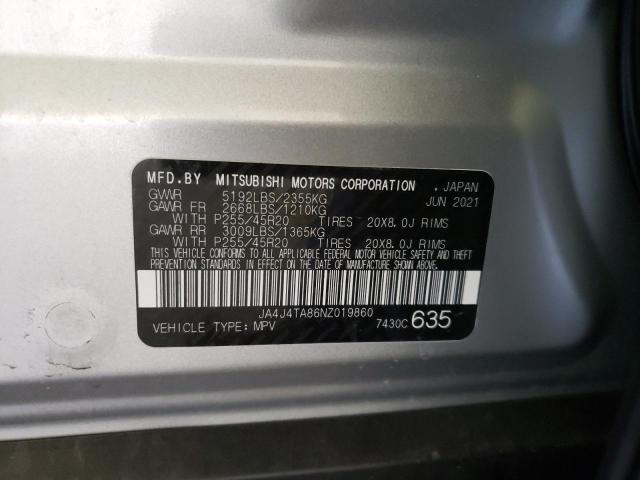 Photo 10 from auction – 2022 MITSUBISHI OUTLANDER with VIN JA4J4TA86NZ019860