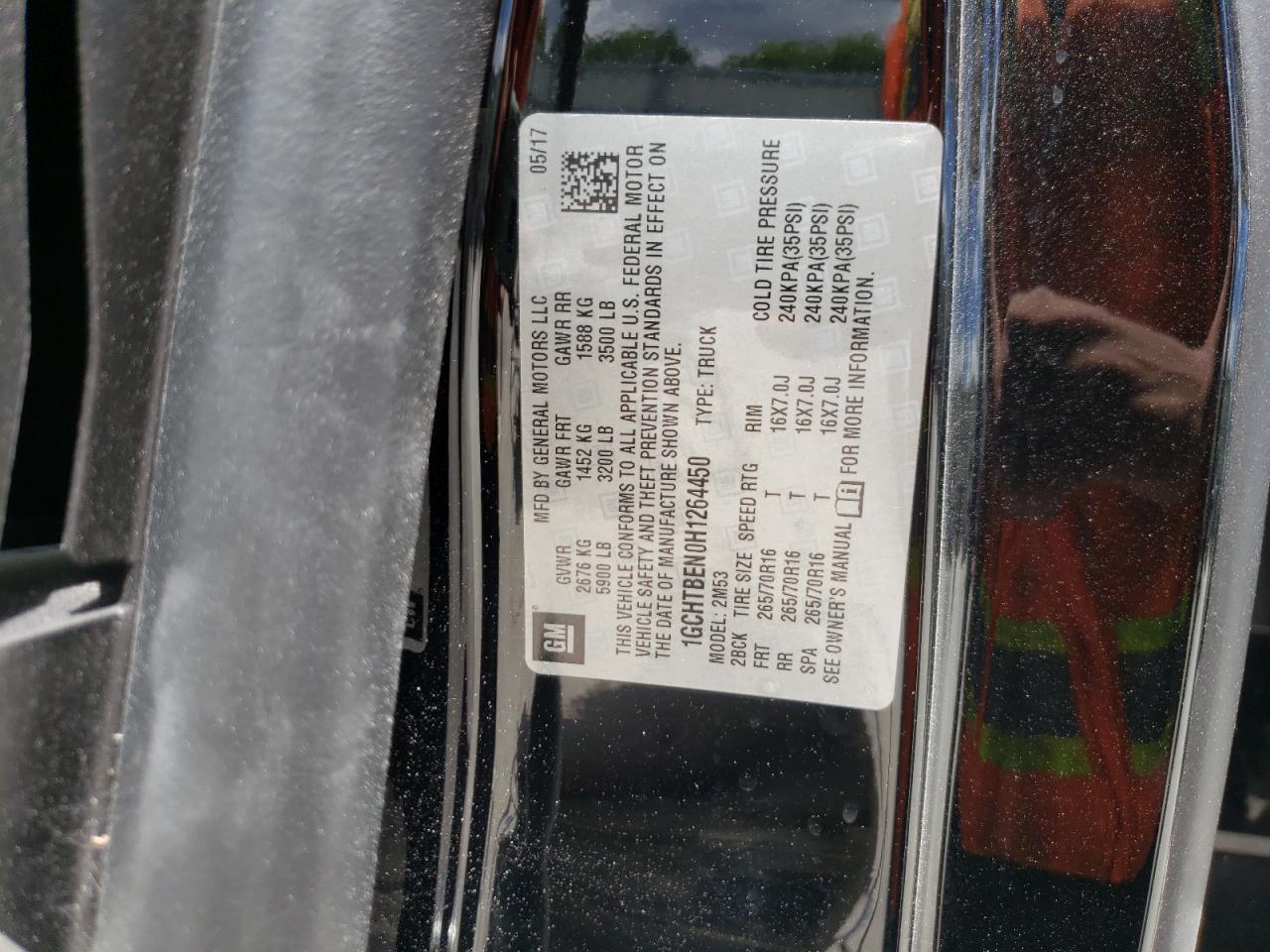 Photo 10 from auction – 2017 CHEVROLET COLORADO with VIN 1GCHTBEN0H1264450
