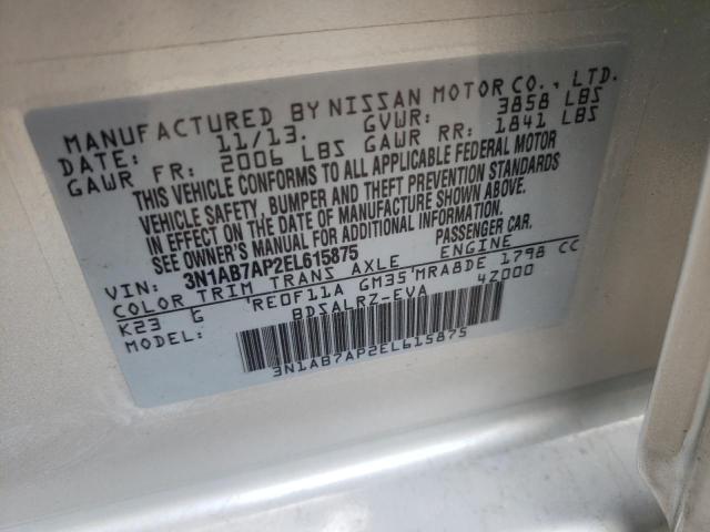 Photo 10 from auction – 2014 NISSAN SENTRA S with VIN 3N1AB7AP2EL615875