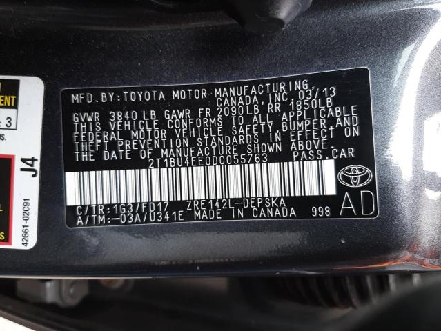 Photo 10 from auction – 2013 TOYOTA COROLLA BA with VIN 2T1BU4EE0DC055763