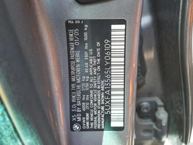 Foto 10 de la subasta – 2005 BMW X5 3.0I con VIN 5UXFA13565LY06109
