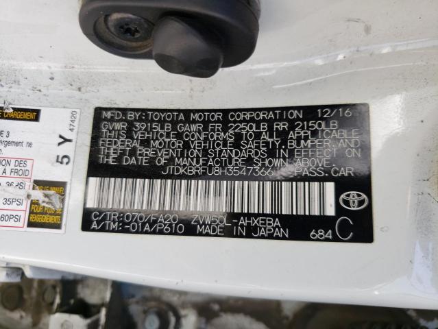 Photo 10 from auction – 2017 TOYOTA PRIUS with VIN JTDKBRFU8H3547366