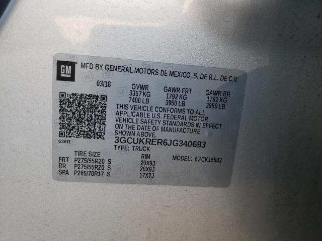 Photo 10 from auction – 2018 CHEVROLET SILVERADO with VIN 3GCUKRER6JG340693