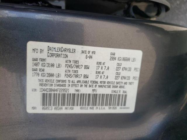 Photo 10 from auction – 2004 DODGE DURANGO ST with VIN 1D4HD38N04F229521