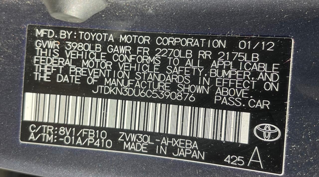Photo 10 from auction – 2012 TOYOTA PRIUS with VIN JTDKN3DU6C5390876