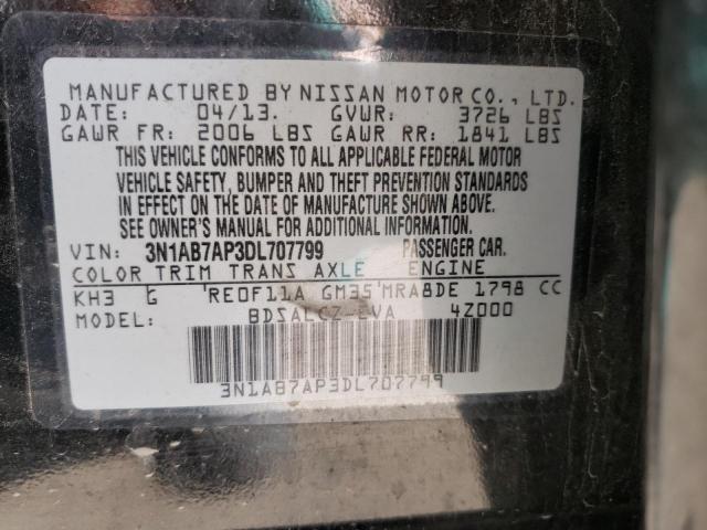 NISSAN SENTRA S 2013 with VIN 3N1AB7AP3DL707799 - Photo from auction