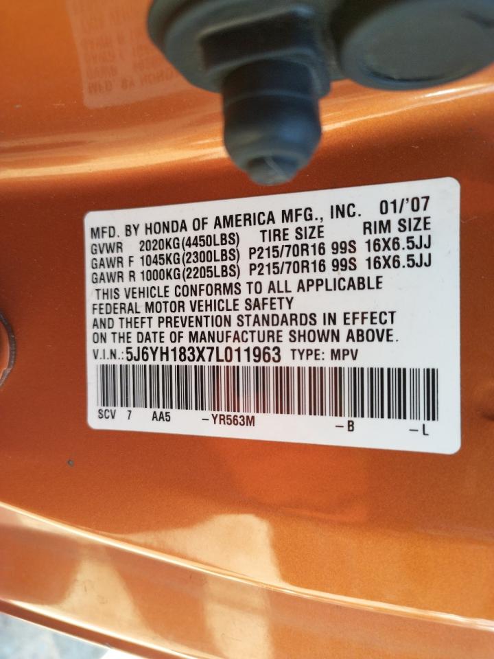 Photo 10 from auction – 2007 HONDA ELEMENT LX with VIN 5J6YH183X7L011963