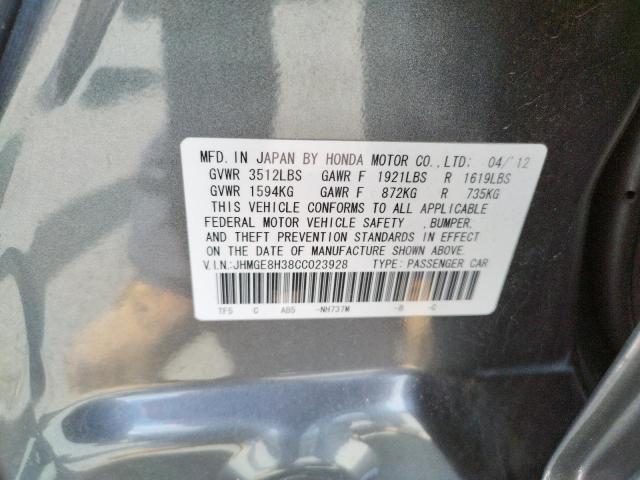 Photo 10 from auction – 2012 HONDA FIT with VIN JHMGE8H38CC023928