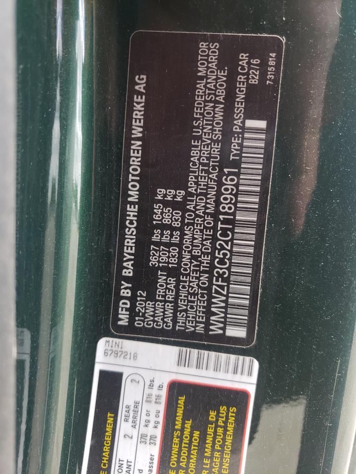Photo 10 from auction – 2012 MINI COOPER CLU with VIN WMWZF3C52CT189961