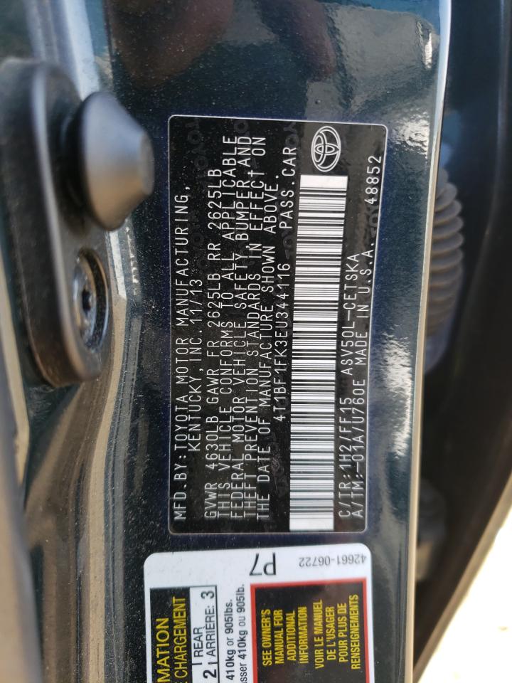 Photo 10 from auction – 2014 TOYOTA CAMRY L with VIN 4T1BF1FK3EU344116