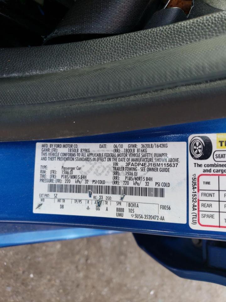 Photo 10 from auction – 2011 FORD FIESTA SE with VIN 3FADP4EJ1BM115637