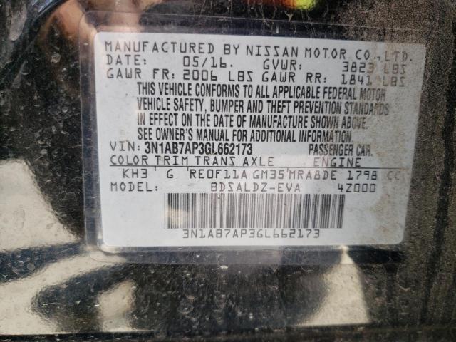 Photo 10 from auction – 2016 NISSAN SENTRA S with VIN 3N1AB7AP3GL662173