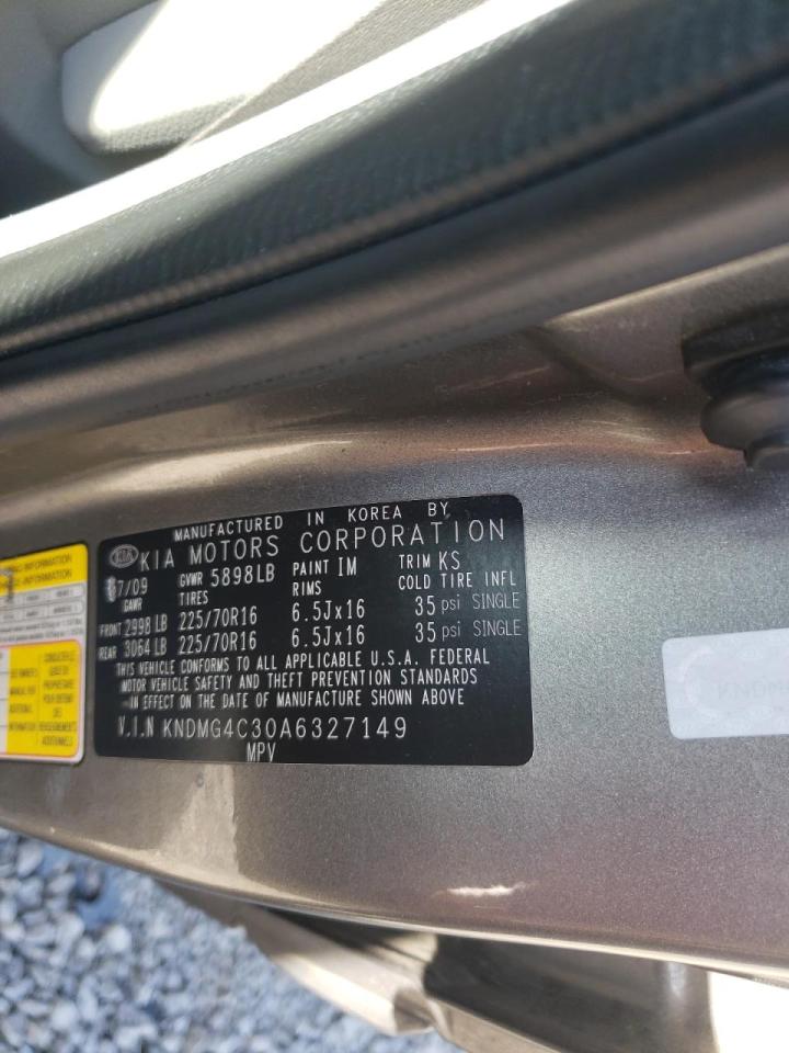 Photo 10 from auction – 2010 KIA SEDONA LX with VIN KNDMG4C30A6327149