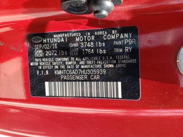 Photo 10 from auction – 2017 HYUNDAI VELOSTER with VIN KMHTC6AD7HU305939