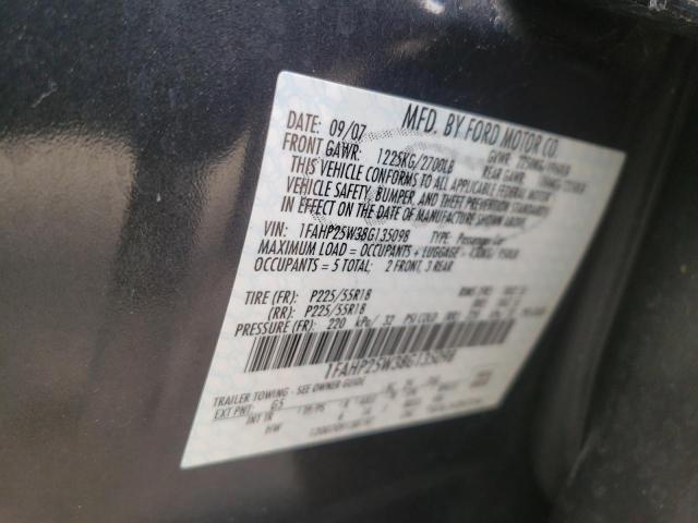 FORD TAURUS LIM 2008 with VIN 1FAHP25W38G135098 - Photo from auction