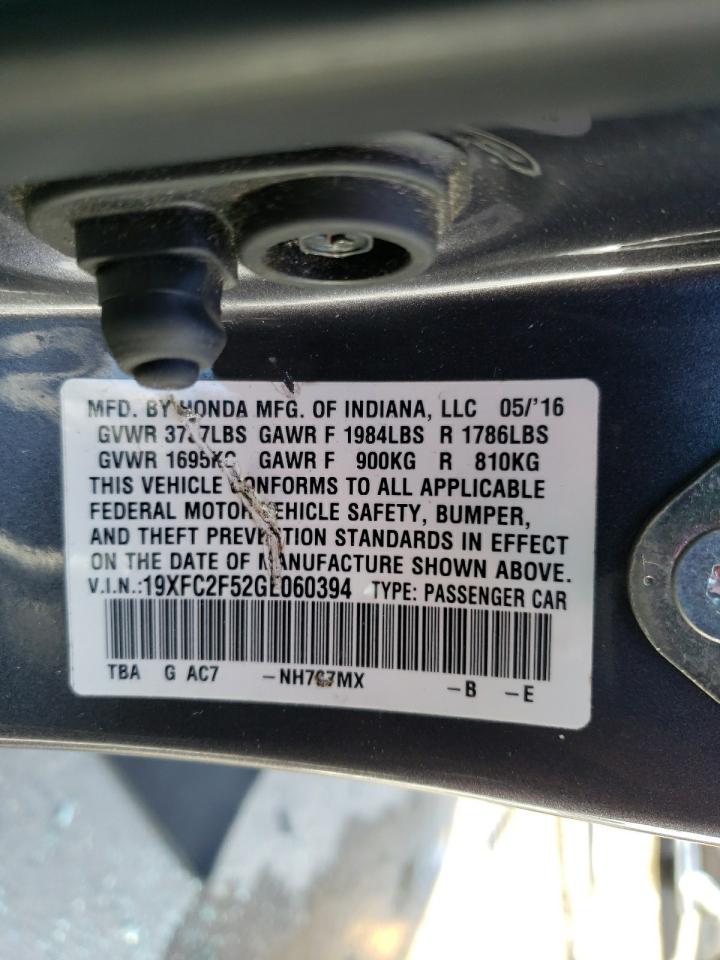 Photo 10 from auction – 2016 HONDA CIVIC LX with VIN 19XFC2F52GE060394