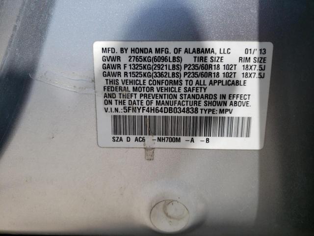 Photo 10 from auction – 2013 HONDA PILOT EXL with VIN 5FNYF4H64DB034838