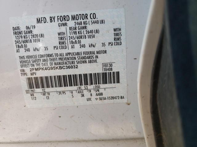 Photo 10 from auction – 2019 FORD EDGE SE with VIN 2FMPK4G95KBC36032