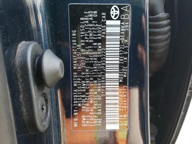 Photo 10 from auction – 2018 TOYOTA COROLLA L with VIN 5YFBURHE7JP855223