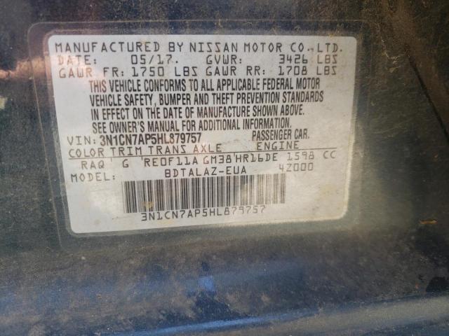 Photo 10 from auction – 2017 NISSAN VERSA S with VIN 3N1CN7AP5HL879757