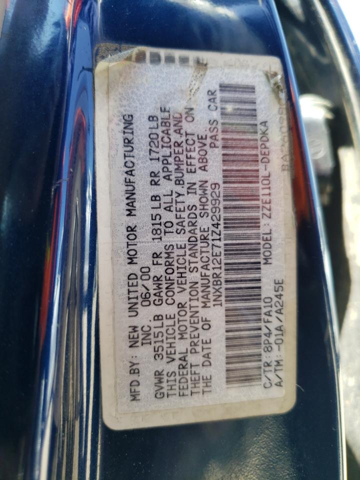 Photo 10 from auction – 2001 TOYOTA COROLLA with VIN 1NXBR12E71Z429929