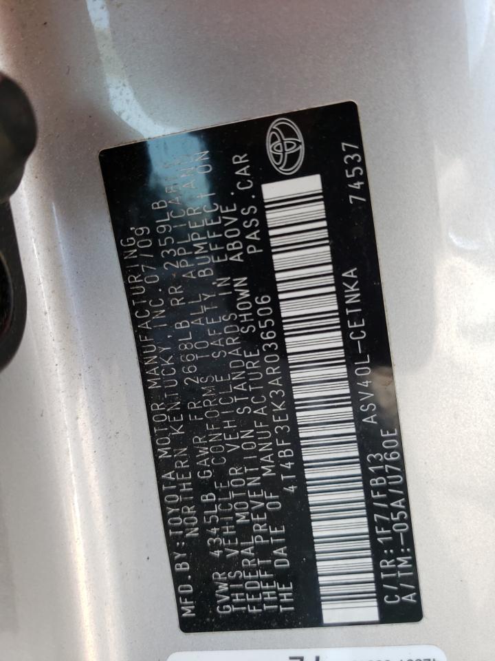 Photo 10 from auction – 2010 TOYOTA CAMRY BASE with VIN 4T4BF3EK3AR036506