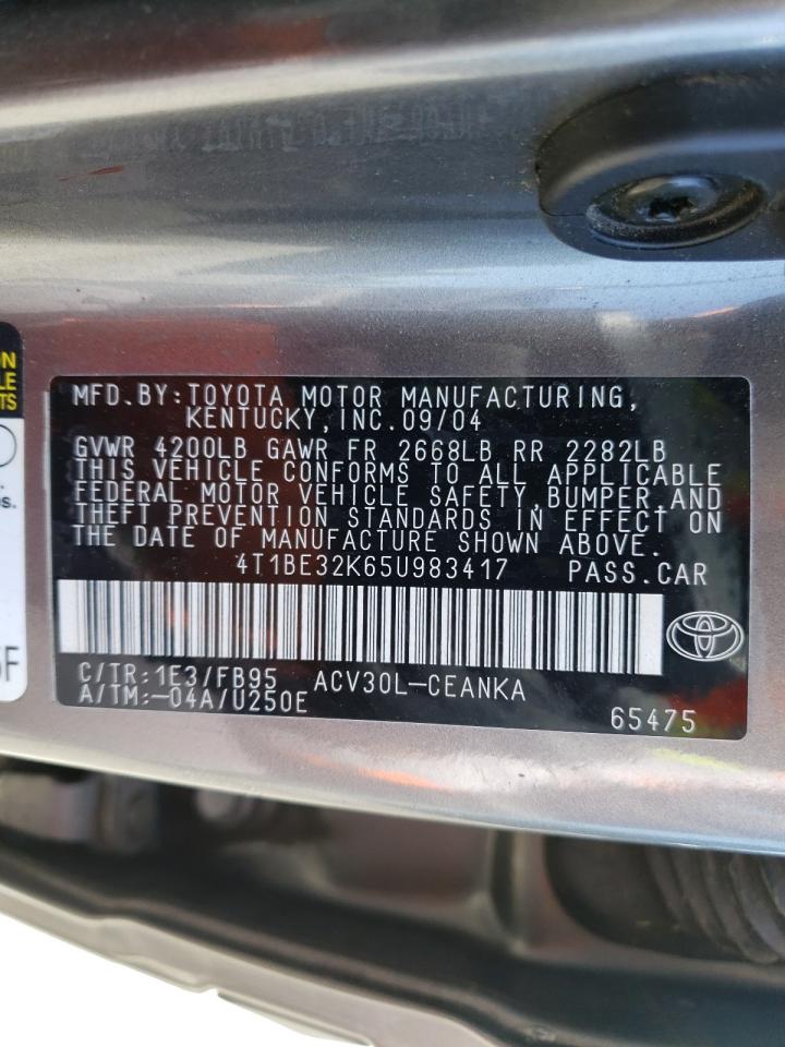 Photo 19 from auction – 2005 TOYOTA CAMRY LE with VIN 4T1BE32K65U983417