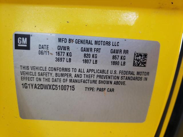 Photo 10 from auction – 2012 CHEVROLET CORVETTE with VIN 1G1YA2DWXC5100715