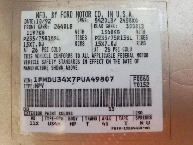 Photo 10 from auction – 1993 FORD EXPLORER with VIN 1FMDU34X7PUA49807