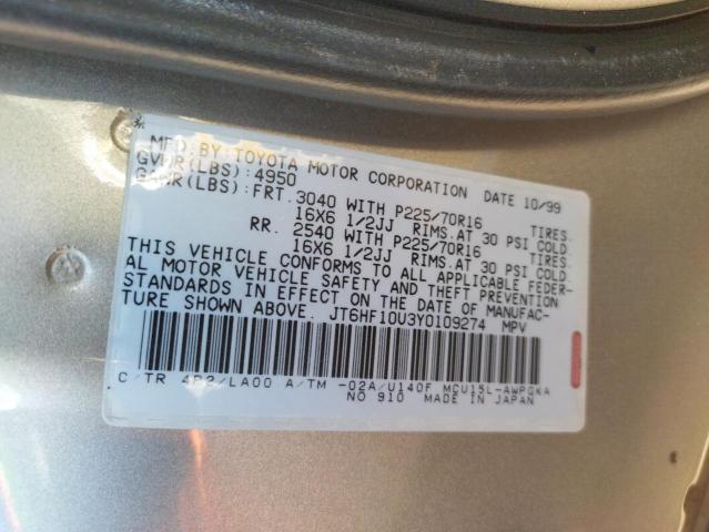 Photo 10 from auction – 2000 LEXUS RX 300 with VIN JT6HF10U3Y0109274