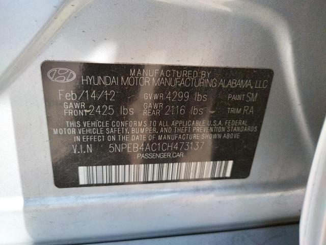 Photo 10 from auction – 2012 HYUNDAI SONATA GLS with VIN 5NPEB4AC1CH473137