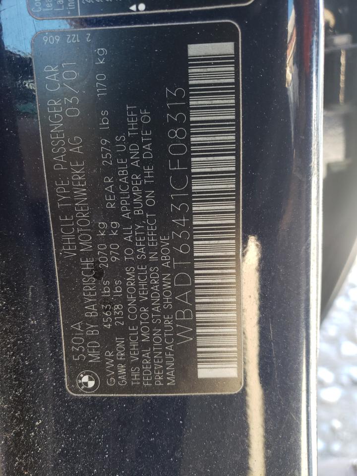 Photo 10 from auction – 2001 BMW 530 I AUTO with VIN WBADT63431CF08313