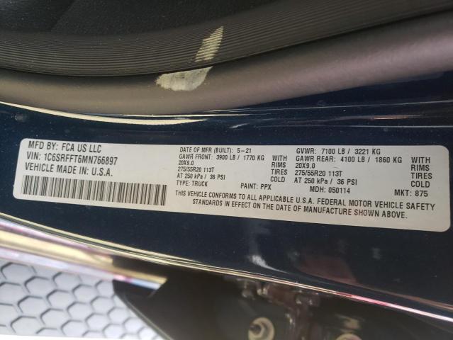 Photo 10 from auction – 2021 RAM 1500 BIG H with VIN 1C6SRFFT6MN766897