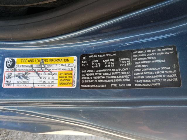 Photo 10 from auction – 2016 BUICK CASCADA PR with VIN W04WT3N59GG035381