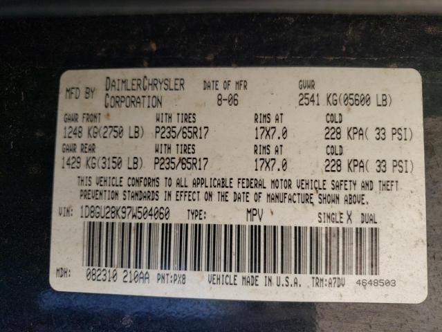 Photo 10 from auction – 2007 DODGE NITRO with VIN 1D8GU28K97W504060