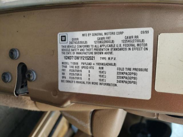 Photo 10 from auction – 2000 CHEVROLET BLAZER with VIN 1GNDT13W1Y2152021